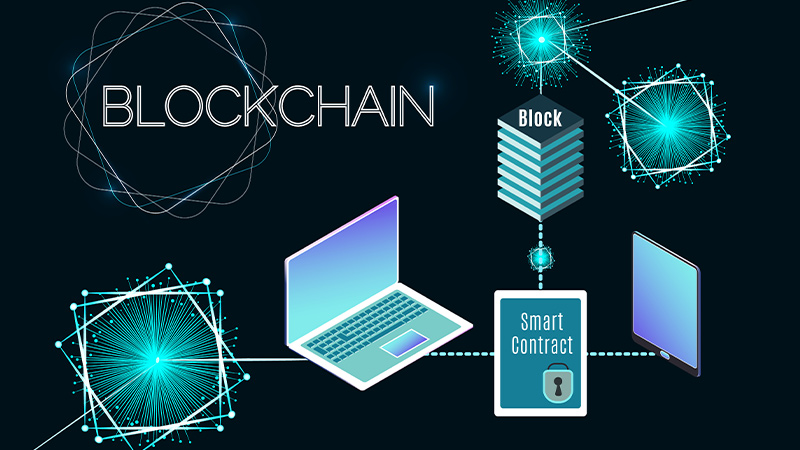 graphic image explaining how smart contracts run on the blockchain