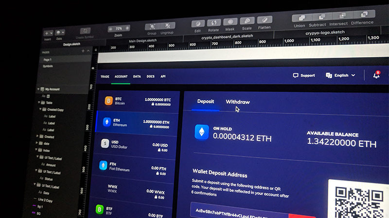 screenshot of a person trading eth